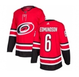 Men's Hurricanes #6 Joel Edmundson Red Home Authentic Stitched Hockey Jersey