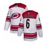 Men's Hurricanes #6 Joel Edmundson White Road Authentic Stitched Hockey Jersey