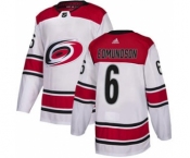 Men's Hurricanes #6 Joel Edmundson White Road Authentic Stitched Hockey Jersey