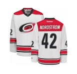 Men's Reebok Carolina Hurricanes #42 Joakim Nordstrom Authentic White Away NHL Jersey