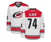 Men's Reebok Carolina Hurricanes #74 Jaccob Slavin Authentic White Away NHL Jersey