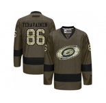 Men's Reebok Carolina Hurricanes #86 Teuvo Teravainen Authentic Green Salute to Service NHL Jersey