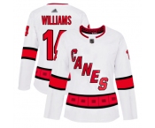 Carolina Hurricanes #14 Justin Williams White Road Authentic Women's Stitched Hockey Jersey