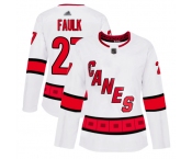 Carolina Hurricanes #27 Justin Faulk White Road Authentic Women's Stitched Hockey Jersey