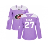 Women Adidas Carolina Hurricanes #27 Justin Faulk Purple Authentic Fights Cancer Stitched NHL Jersey