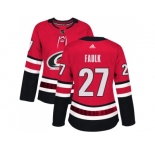 Women Adidas Carolina Hurricanes #27 Justin Faulk Red Home Authentic Stitched NHL Jersey