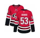 Women Adidas Carolina Hurricanes #53 Jeff Skinner Red Home Authentic Stitched NHL Jersey