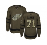Adidas Detroit Red Wings #71 Dylan Larkin Green Salute to Service Stitched NHL Jersey