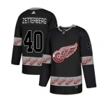 Detroit Red Wings #40 Henrik Zetterberg Black Team Logos Fashion Jersey