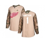 Men Adidas Detroit Red Wings #1 Terry Sawchuk Camo Authentic 2017 Veterans Day Stitched NHL Jersey