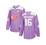 Men Adidas Detroit Red Wings #16 Vladimir Konstantinov Purple Authentic Fights Cancer Stitched NHL Jersey