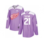 Men Adidas Detroit Red Wings #21 Tomas Tatar Purple Authentic Fights Cancer Stitched NHL Jersey