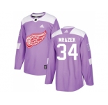 Men Adidas Detroit Red Wings #34 Petr Mrazek Purple Authentic Fights Cancer Stitched NHL Jersey