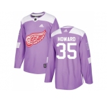 Men Adidas Detroit Red Wings #35 Jimmy Howard Purple Authentic Fights Cancer Stitched NHL Jersey