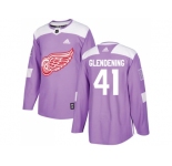 Men Adidas Detroit Red Wings #41 Luke Glendening Purple Authentic Fights Cancer Stitched NHL Jersey