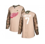 Men Adidas Detroit Red Wings #7 Ted Lindsay Camo Authentic 2017 Veterans Day Stitched NHL Jersey