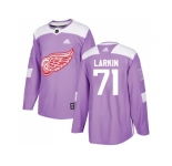 Men Adidas Detroit Red Wings #71 Dylan Larkin Purple Authentic Fights Cancer Stitched NHL Jersey