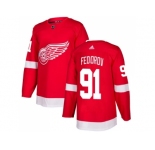 Men Adidas Detroit Red Wings #91 Sergei Fedorov Red Home Authentic Stitched NHL Jersey