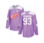 Men Adidas Detroit Red Wings #93 Johan Franzen Purple Authentic Fights Cancer Stitched NHL Jersey