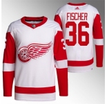 Men Detroit Red Wings #36 Christian Fischer White Stitched Jersey