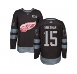 Men's Adidas Detroit Red Wings #15 Riley Sheahan Authentic Black 1917-2017 100th Anniversary NHL Jersey