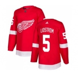 Men's Adidas Detroit Red Wings #5 Nicklas Lidstrom Red Home Authentic Stitched NHL Jersey