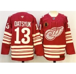 Men's Detroit Red Wings #13 Pavel Datsyuk Red 2025-26 With A Patch Centennial Premium Stitched Hockey Jerse