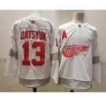 Men's Detroit Red Wings #13 Pavel Datsyuk White Adidas 2020-21 Alternate Authentic Player NHL Jersey