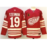 Men's Detroit Red Wings #19 Steve Yzerman Red 2025-26 With C Patch Centennial Premium Stitched Hockey Jersey