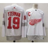Men's Detroit Red Wings #19 Steve Yzerman White Adidas 2020-21 Alternate Authentic Player NHL Jersey