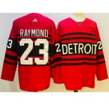 Men's Detroit Red Wings #23 Lucas Raymond Red 2022-23 Reverse Retro Stitched Jersey
