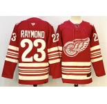 Men's Detroit Red Wings #23 Lucas Raymond Red 2025-26 Centennial Premium Stitched Hockey Jersey