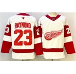 Men's Detroit Red Wings #23 Lucas Raymond White 2024-25 Stitched Jersey