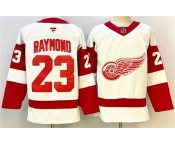Men's Detroit Red Wings #23 Lucas Raymond White 2024-25 Stitched Jersey
