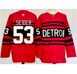 Men's Detroit Red Wings 53 Moritz Seider Red 2024-25 Reverse Retro Stitched Jersey