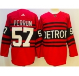 Men's Detroit Red Wings #57 David Perron Red 2022-23 Reverse Retro Stitched Jersey