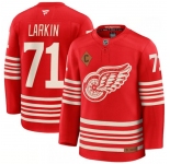 Men's Detroit Red Wings #71 Dylan Larkin Red 2025 With C Patch Centennial Premium Stitched Jersey