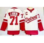 Men's Detroit Red Wings #71 Dylan Larkin White Red 2024-25 With C Patch Stitched Jersey