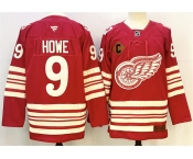 Men's Detroit Red Wings #9 Gordie Howe Red 2025-26 With C Patch Centennial Premium Stitched Hockey Jersey