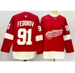 Men's Detroit Red Wings #91 Sergei Fedorov Red 2024-25 Home Stitched Jersey