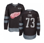 Men's Red Wings #73 Adam Erne Black 1917-2017 100th Anniversary Stitched Hockey Jersey