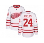 Men's Reebok Detroit Red Wings #24 Chris Chelios Authentic White 2017 Centennial Classic NHL Jersey