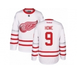 Men's Reebok Detroit Red Wings #9 Gordie Howe Authentic White 2017 Centennial Classic NHL Jersey