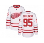 Men's Reebok Detroit Red Wings #95 Dennis Cholowski Authentic White 2017 Centennial Classic NHL Jersey