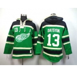 nhl jerseys detroit red wings #13 datsyuk green[pullover hooded sweatshirt patch A]