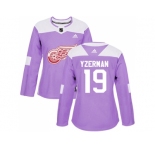 Women Adidas Detroit Red Wings #19 Steve Yzerman Purple Authentic Fights Cancer Stitched NHL Jersey