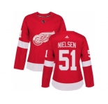Women Adidas Detroit Red Wings #51 Frans Nielsen Red Home Authentic Stitched NHL Jersey