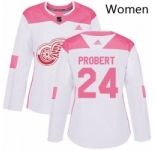 Womens Adidas Detroit Red Wings 24 Bob Probert Authentic WhitePink Fashion NHL Jersey