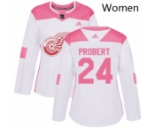 Womens Adidas Detroit Red Wings 24 Bob Probert Authentic WhitePink Fashion NHL Jersey