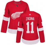 Women's Detroit Red Wings #11 Filip Zadina Premier Adidas Red Home Jersey